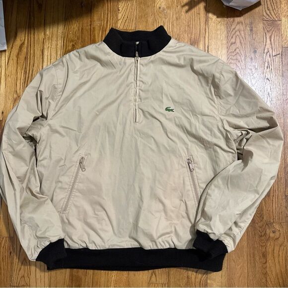 Lacoste Men's Tan bomber Jacket 1/4 zip vintage sz Large - Picture 8 of 15